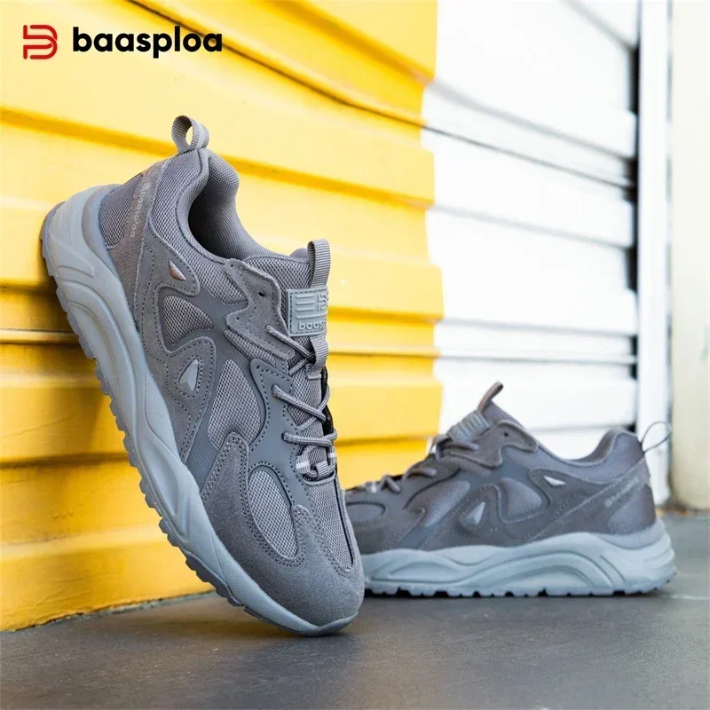 Baasploa Men Sport Sneakers Lightweight Casual Sneakers Comfortable Mesh Running Shoes Male Breathable Tenis Walking