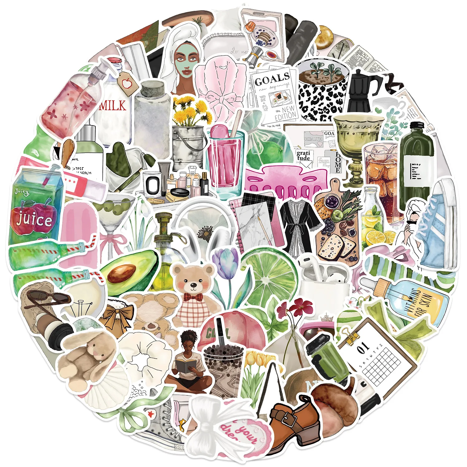 100Pcs Cute Clean Girl Stickers Minimalist Aesthetic Ins DIY Stickers Scrapbooking Phone Luggage Skateboard Waterproof Decals