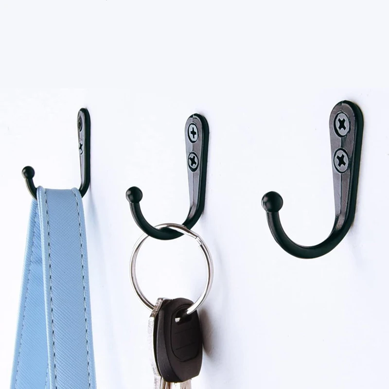 Heavy Duty Alloy Hooks With Screws Wall Mounted Hanging Hangers For Coat Towel Bags Cups Hook Home Storage Rack Holder Wholesale