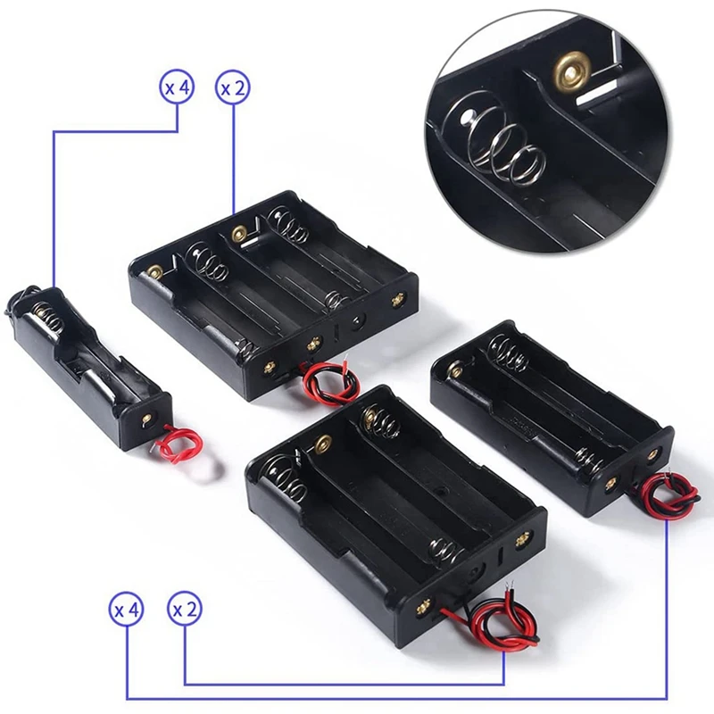 24 Stuks 18650 Batterij Houder Bundel Met Draad Batterij Houder Case 3.7V, 1/2/3/4X3.7V Serie Diy Batterij Opbergdozen