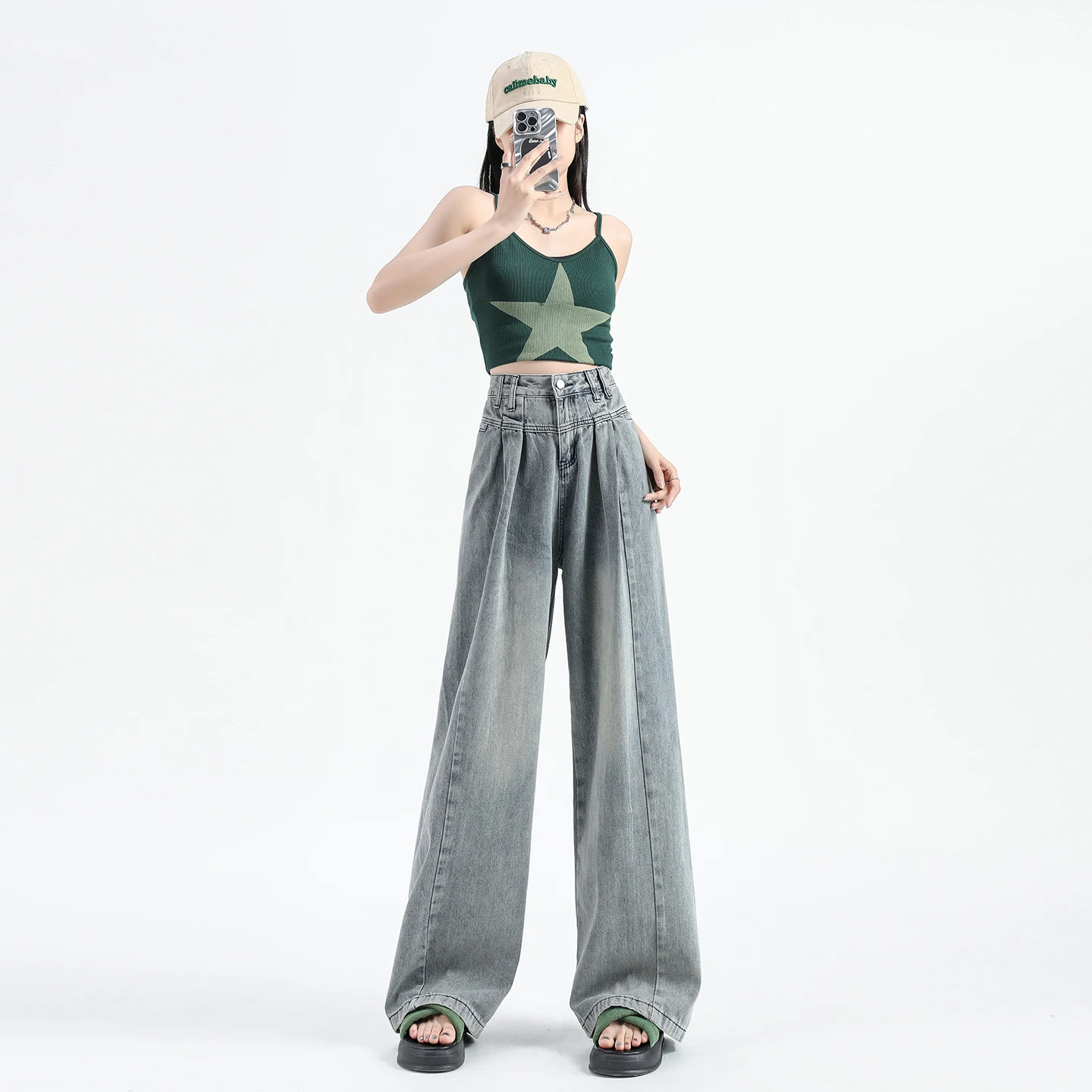 Women s Jeans Pants Casual Straight Loose Vintage High Waist Wide Leg Denim Trousers Spring Summer Thin Soft Comfort Fit