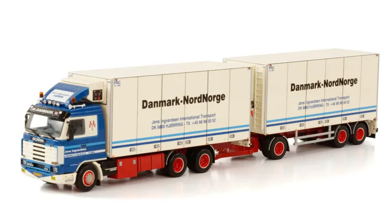 WSI 1:50 Sca-nia 3 Series 6X2 Tractor,Refrigerated Cold Chain Transport Container Truck Diecast Toy Model,JENS INVARDSEN 01-3690