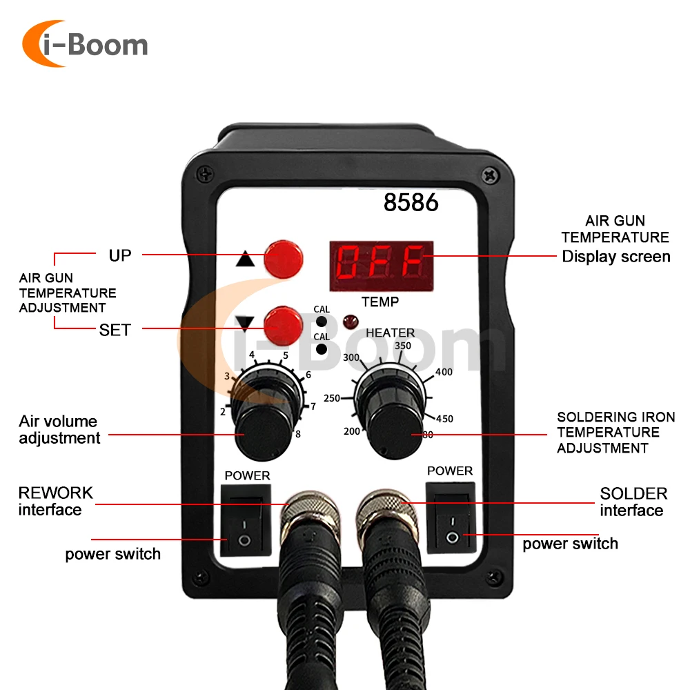 8586 Multi-Function Soldering Station Digital Display Soldering Iron Hot Air Gun Soldering Machine Electronic Repair Tools