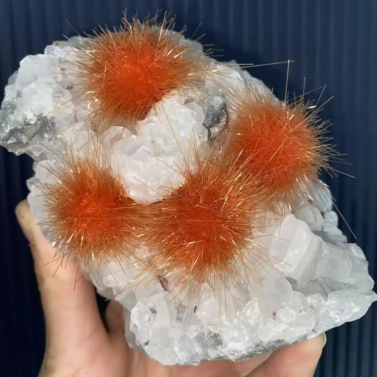 Natural White Crystal Clusters Symbiosis Orange Goethite,White Quartz Clusters,Mineral Reiki Healing,Wealth,Demagnetization