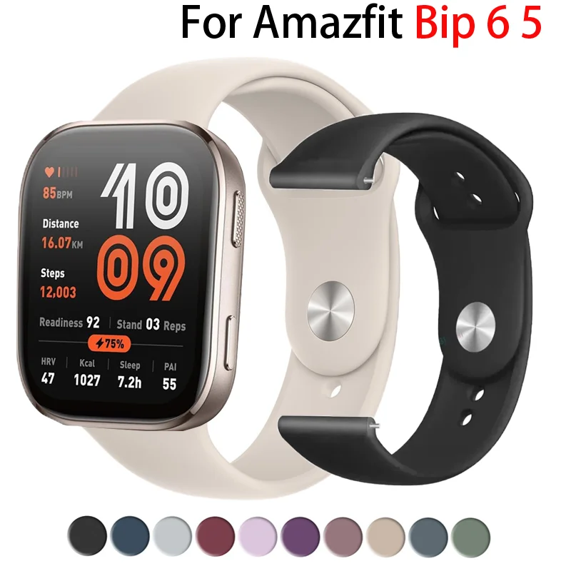 

Sport Silicone Strap for Amazfit Bip 6 5 Smart Watch Quick replacement 22mm Breathable Wristband for Amazfit Bip 6 Accessories