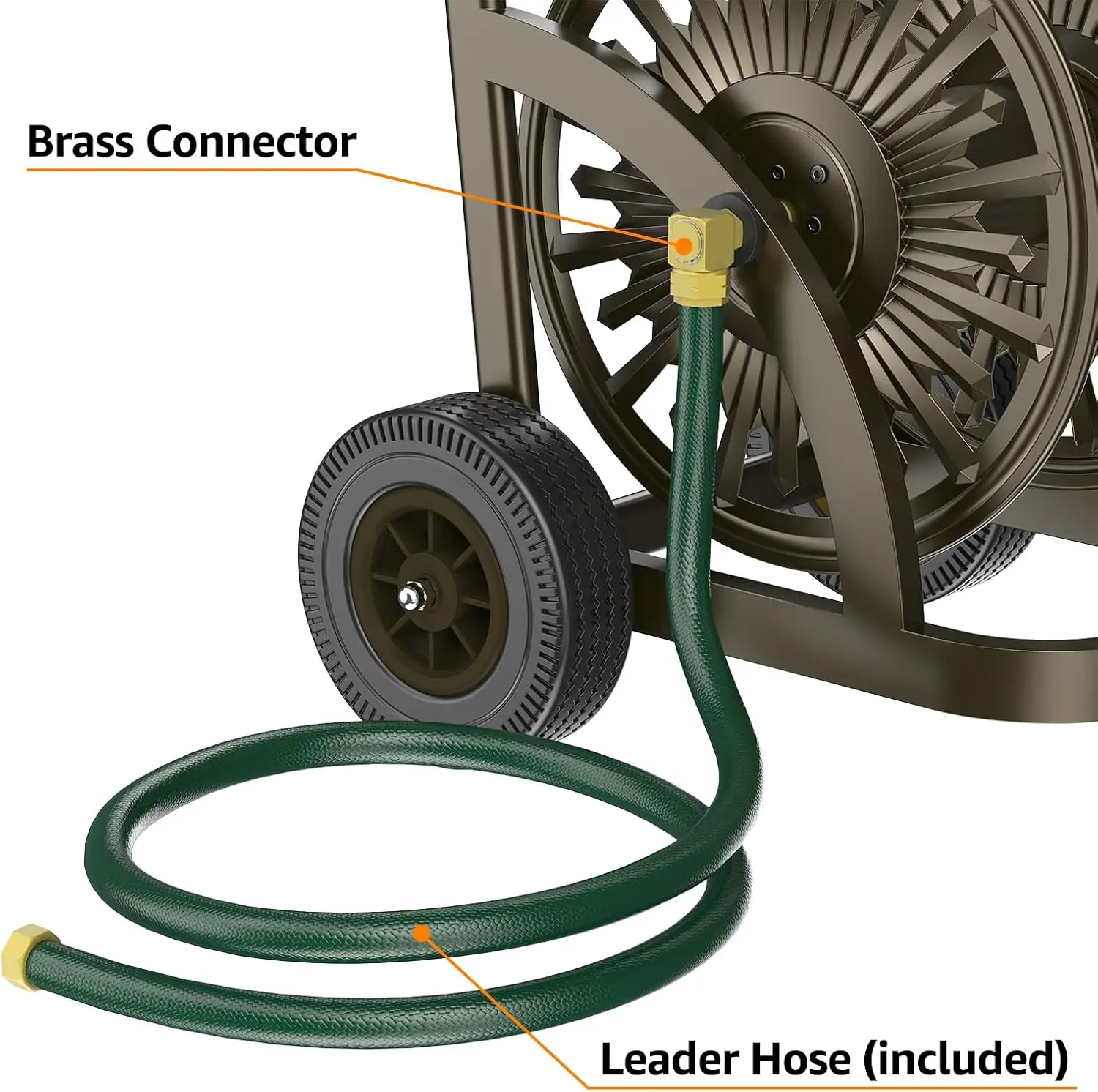 Steel Garden Hose Reel Cart Heavy Duty Wheels