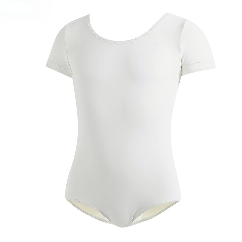 Fanceey enfants justaucorps de gymnastique à manches courtes respirant danse body filles danse vêtements d'entraînement Ballet gymnastique formation