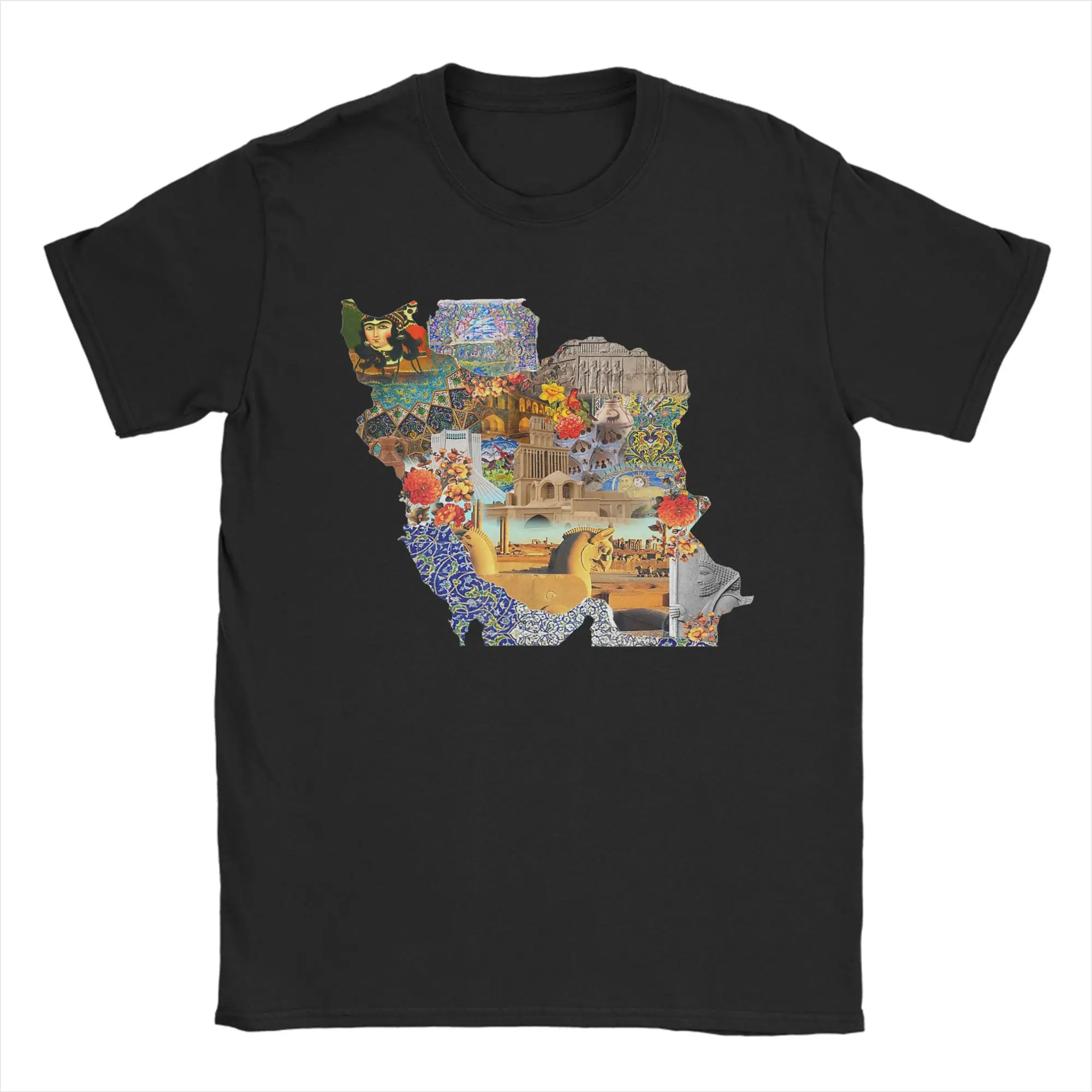 Men's T-Shirts Iran Persian Map Novelty Pure Cotton Tee Shirt Short Sleeve  T Shirt Crew Neck Clothing Plus Size
