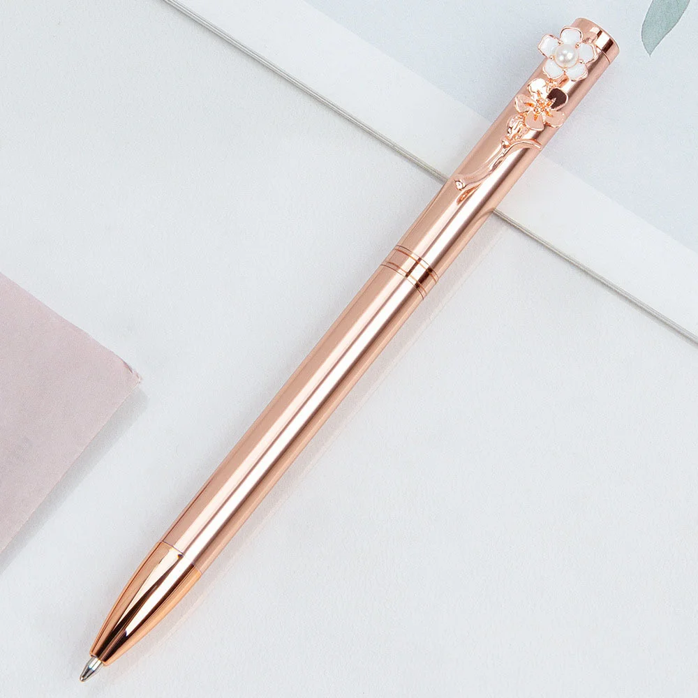 1 Piece Pearl Flower Metal Ballpoint Pen Stationery