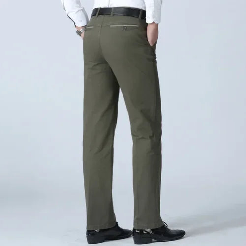Imagen 2 del producto Pantalones de traje finos de verano para hombre, pantalones elásticos clásicos de moda de negocios de algodón 100% gruesos informales de otoño, ropa de marca masculina RIYBEO