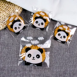 100pcs Panda Pattern Clear Cellophane Bags Sweet Cookie Candy Party Gift Wrapping Packaging for Kids Baby Shower Panda Birthday