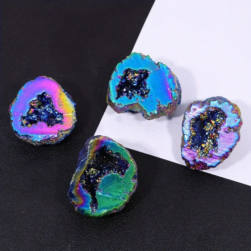 1pc Asymmetrical Natural Agate Crystal Cave Colorful Raw Stone Mineral Specimens Teaching Specimens Handicraft Ornaments