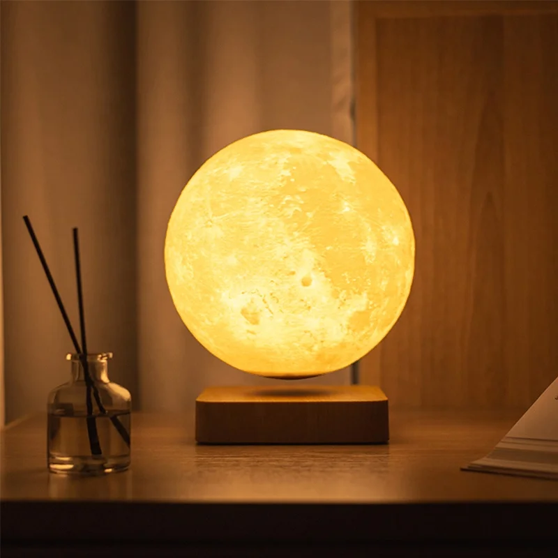 Minimalist style Home Decoration Dimmable Warm White Night Lights LED Magnetic Levitation 18CM Moon Table Lamp