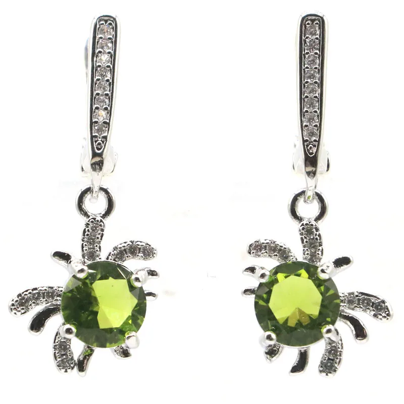 

Buy 3 Get 1 Free 29x12mm Crab White Sapphire Tourmaline Golden Citrine Peridot London Blue Topaz Females Silver Earrings