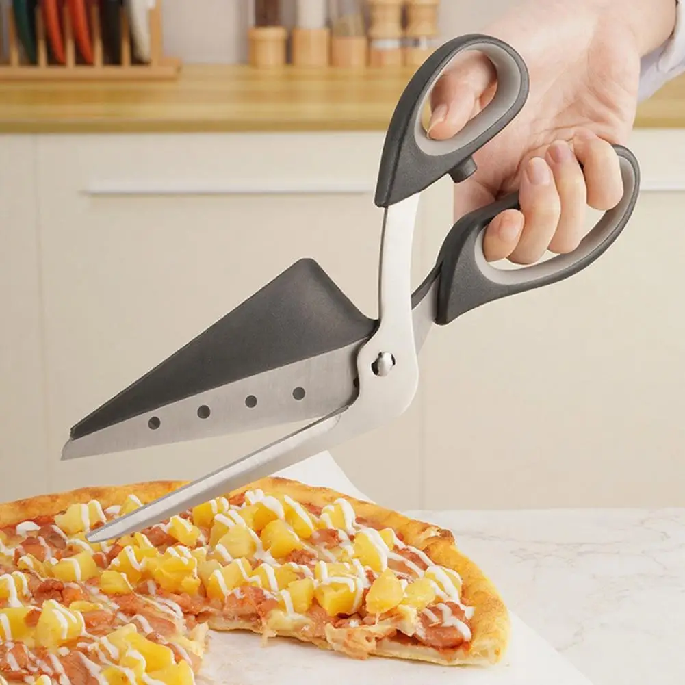 Easy Cutting Pizza Spatula Slicer Tools Pizza Scissors with Removable Spatula Stainless Steel Blades Kitchen Shears