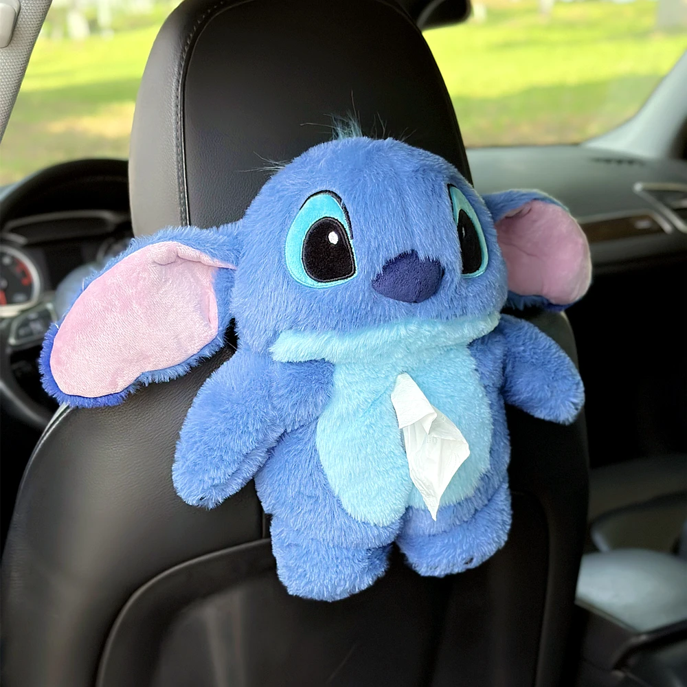 Cartoon Stitch Tissue Box Holder Cute Tissue Boxes Plush Stitch Armrest Box Car Seat Back Car Decorations Car Tissue Holder