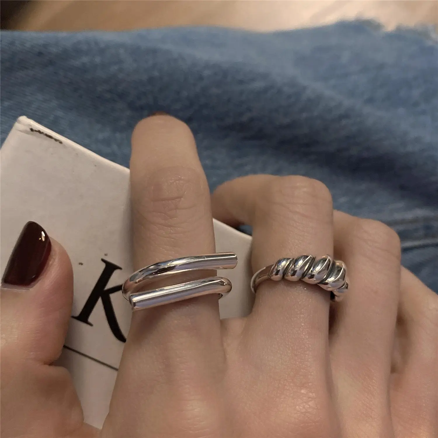 

Ретро преувеличенные геометрические серебряные кольца для женщин, открытые кольца на палец, хип-хоп, панк, модные ювелирные аксессуары