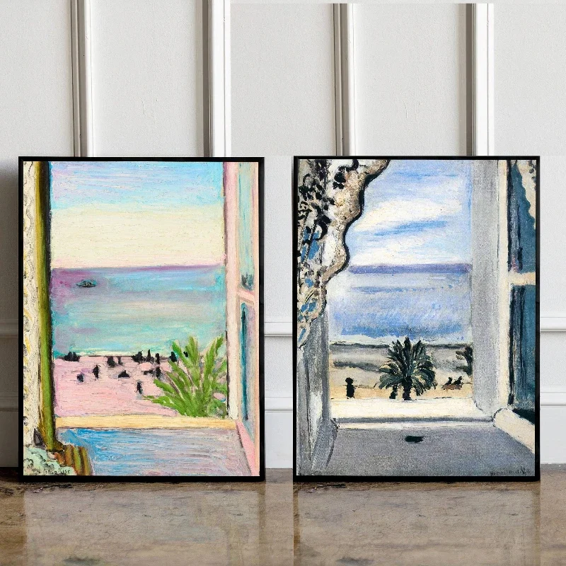 2pcs frameless Canvas Painting 2pcs Matisse Impressionist Abstract Landscape Posters Canvas Art Featuring a View Out the Window