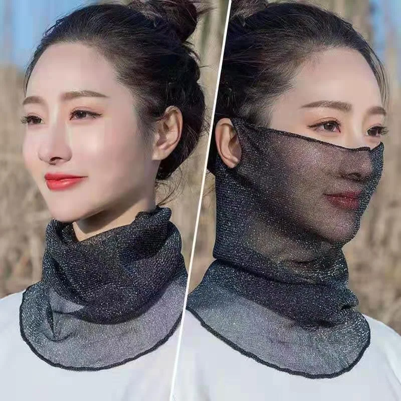 Summer Chiffon Neck Collar Scarf Women Head Thin Sunscreen Variety Small Silk Anti-UV Scarf Mask Multi-Function Scarf