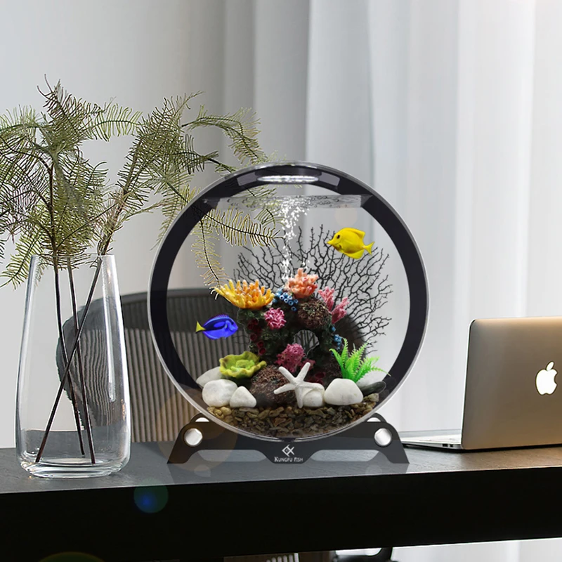 Lvyg-リビングルーム用の豪華なデザインの魚のボウル、楽しい自然な可愛い水草、豊富でカラフルなペット製品