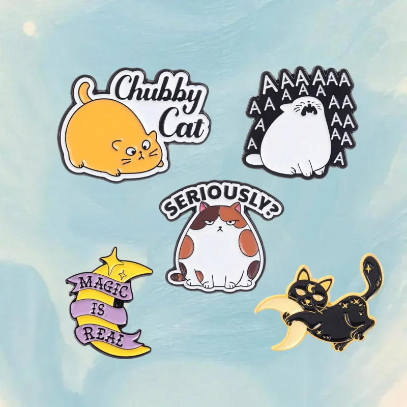 Funny Cat Quotes Enamel Pins ”SERIOUSLY?“ Kawaii Cat Brooch Clothing Backpack Accessory Badge For Hat Backpack Custom Pin Gift