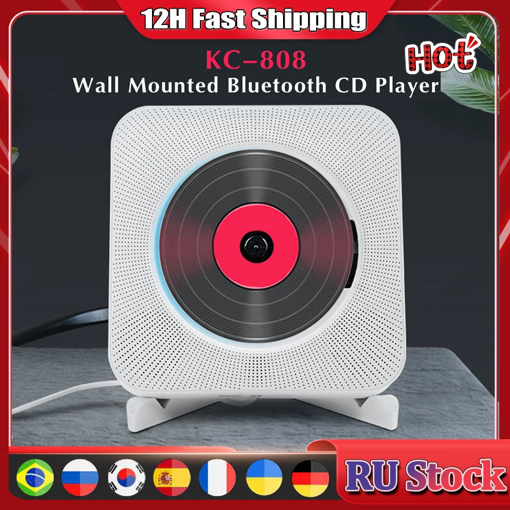 

Wall Mounted CD Player Bluetooth Speaker Home Audio Boombox with Remote Control FM Radio AUX Input Portable Stereo Music Player