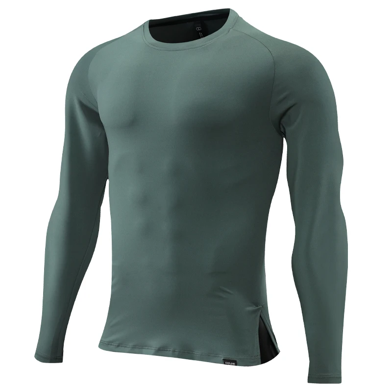 Men Elasticity Long Sleeve Sport Compression Gym Sportswear Breathable Bodybuilding Long Top Solid Color Workout Shirts Tight