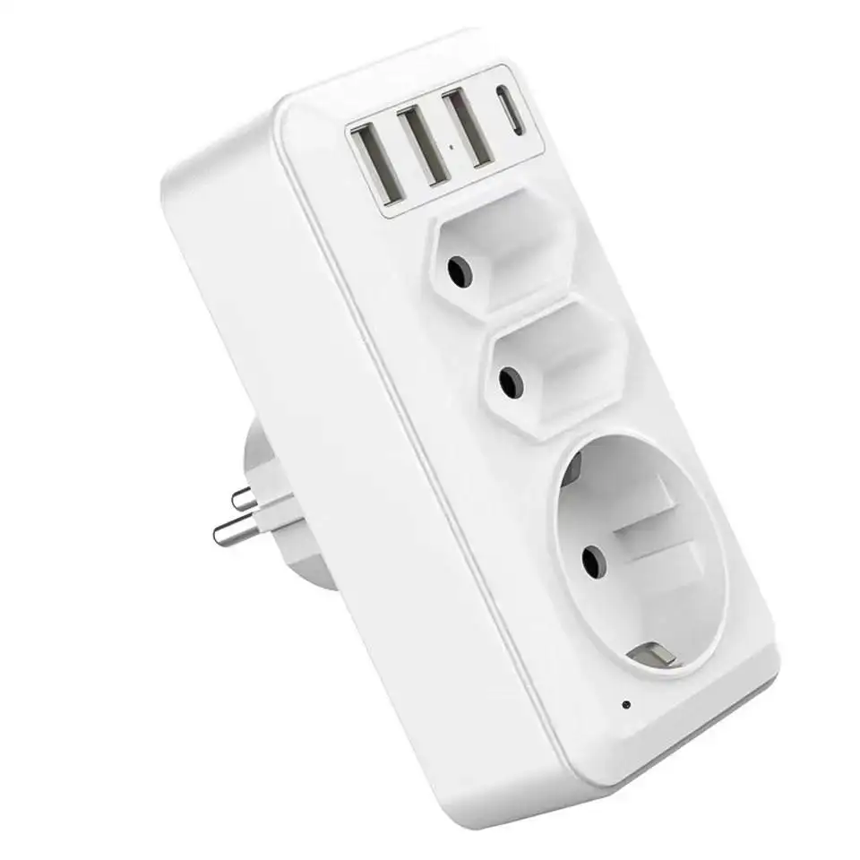 EU Germany Wall Outlet System One To Three USB Multifunctional Socket