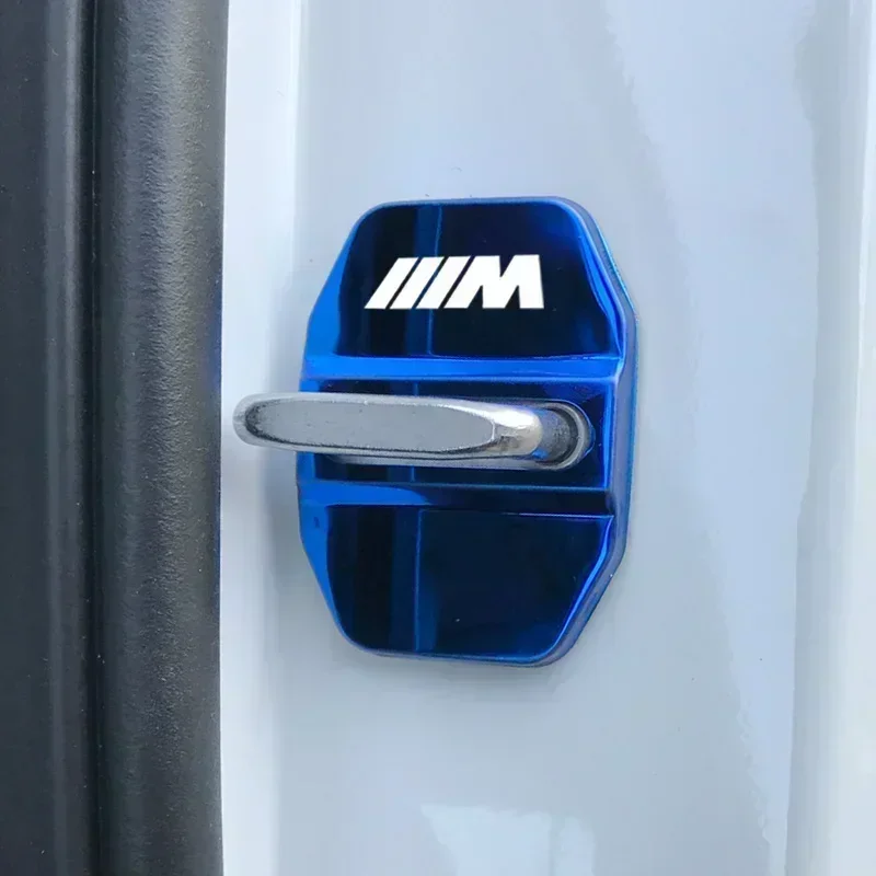 4PCS Door Lock Decoration Protection Cover Emblem Case For BMW M Power Performance M3 M5 X1 X3 X5 X6 E46 E39 E36 E60 E90