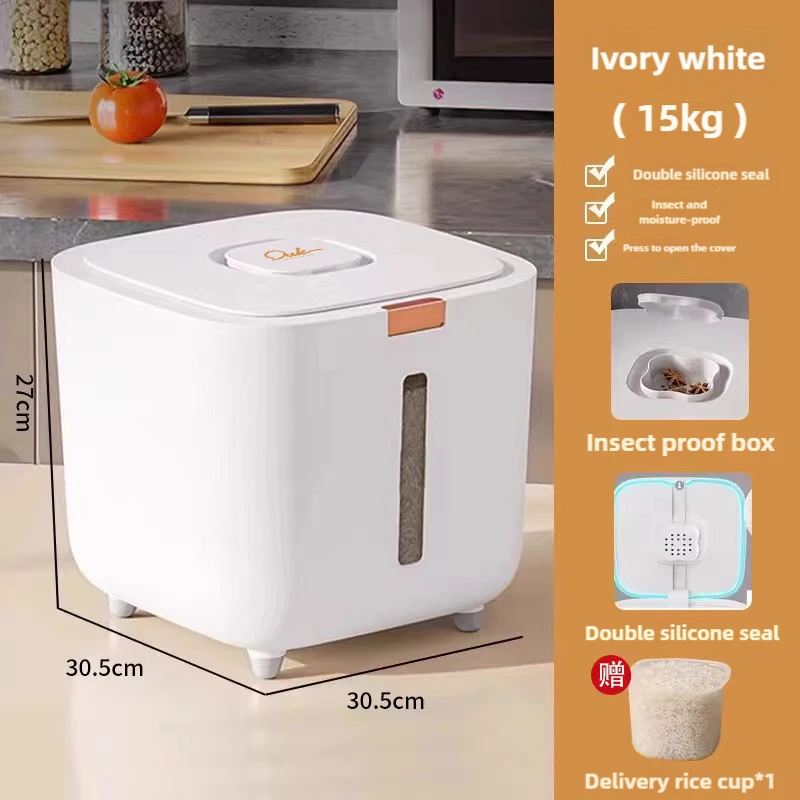 Rice Storage Container Flour Dispenser Box Grain Sealed Organizer Kitchen Flour Food Storage Tank Household Rice Bucket Box