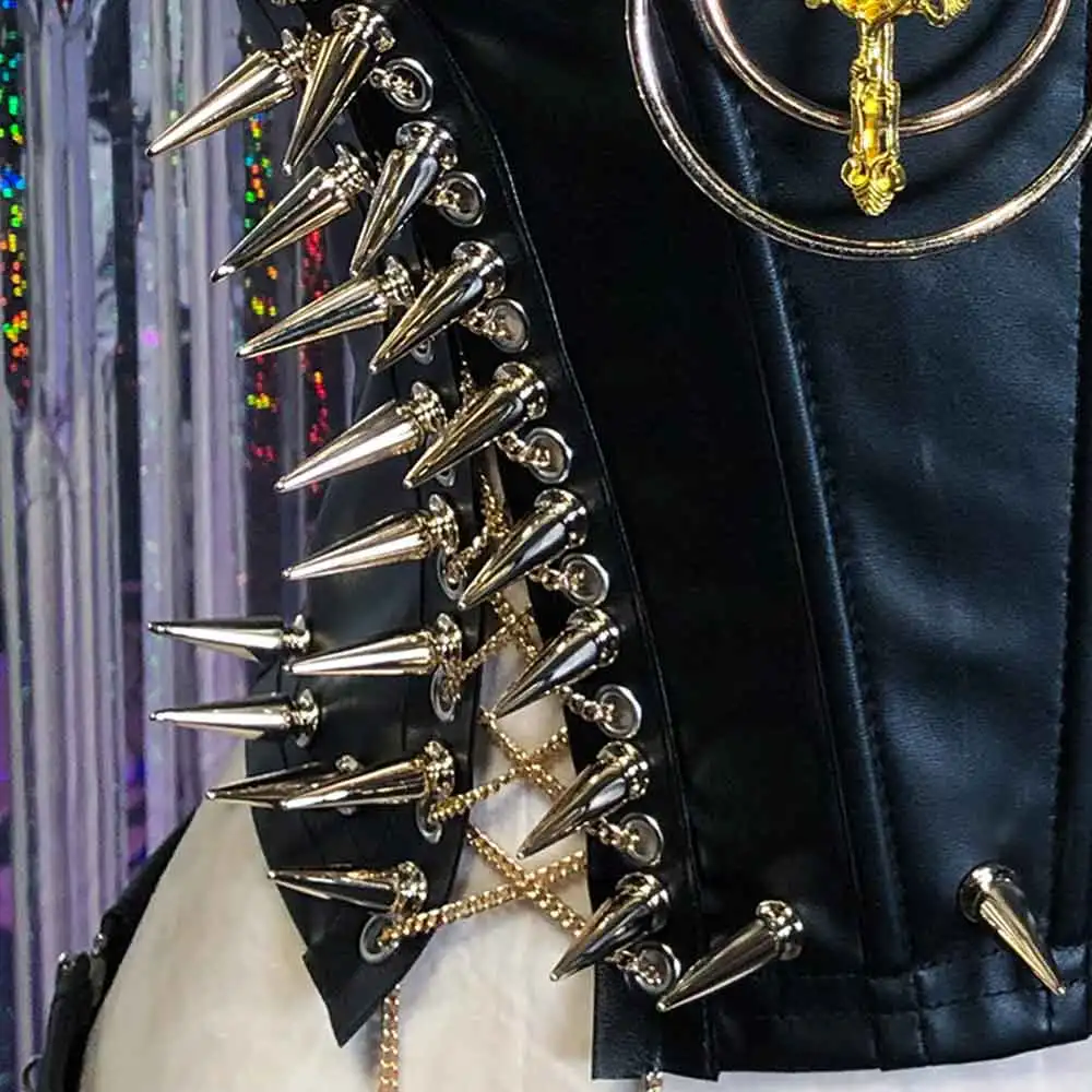 

DIY Модные готические майки Y2K Топы Эко Панк Рок Ручная работа с заклепками Kawaii Goth E-Girls Эмо Фея Гранж Холтер Камзол