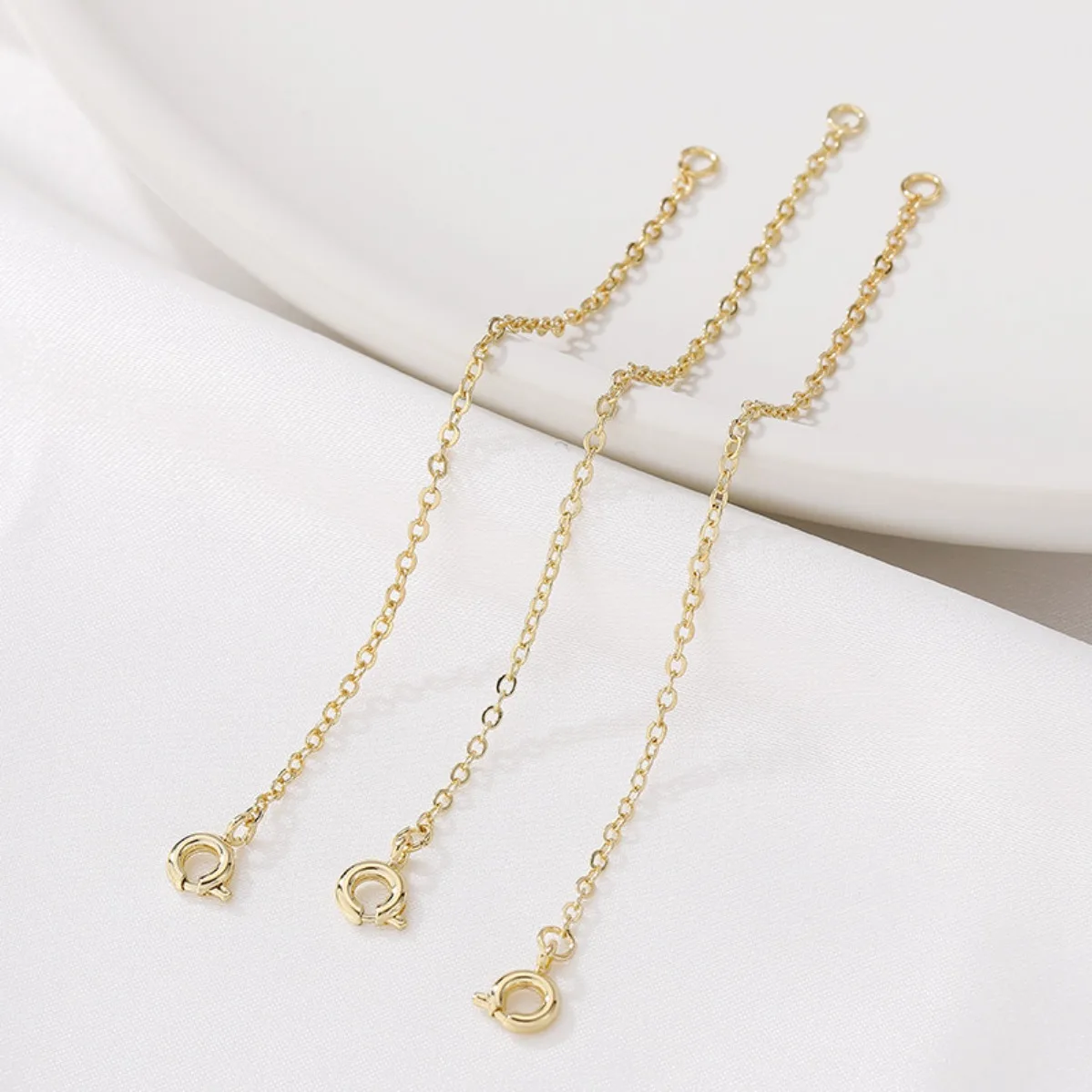 14K Gold Plated Color Retention Extension Tail Chain With Spring Clasp DIY Bracelet Necklace Jewelry Making Supplies