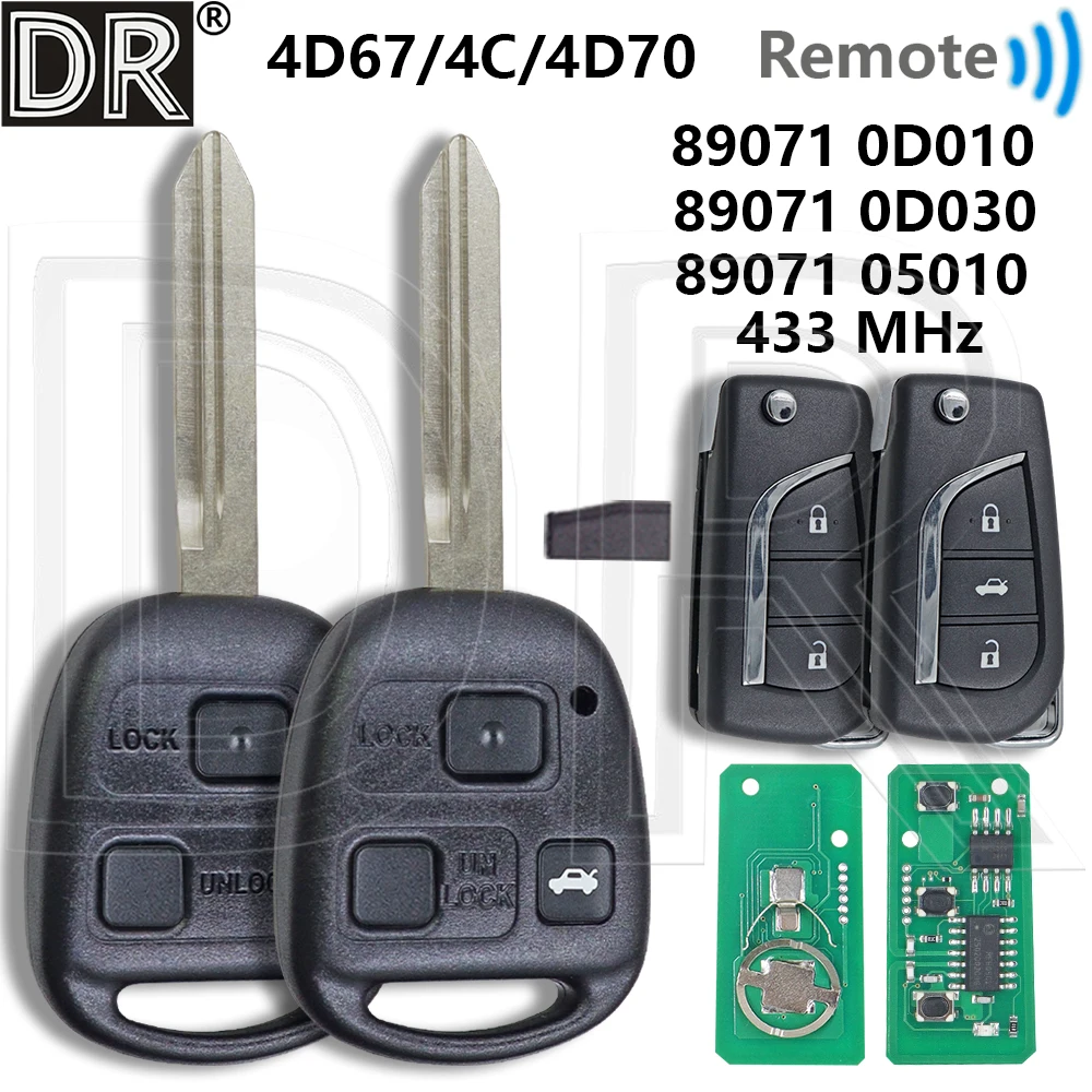 

Great P/N:0D010 0D030 433MHz Car Remote Key For Toyota Corolla Yaris Avensis Avanza Land Cruiser RAV4 Kluger Previa Tarago Lexus