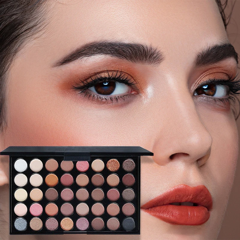 40 Color Eyeshadow Palette - Matte and Shimmer, High Pigmy Brown Nude, Coffee Chocolate Student Party Daily Stage Makeup Tools