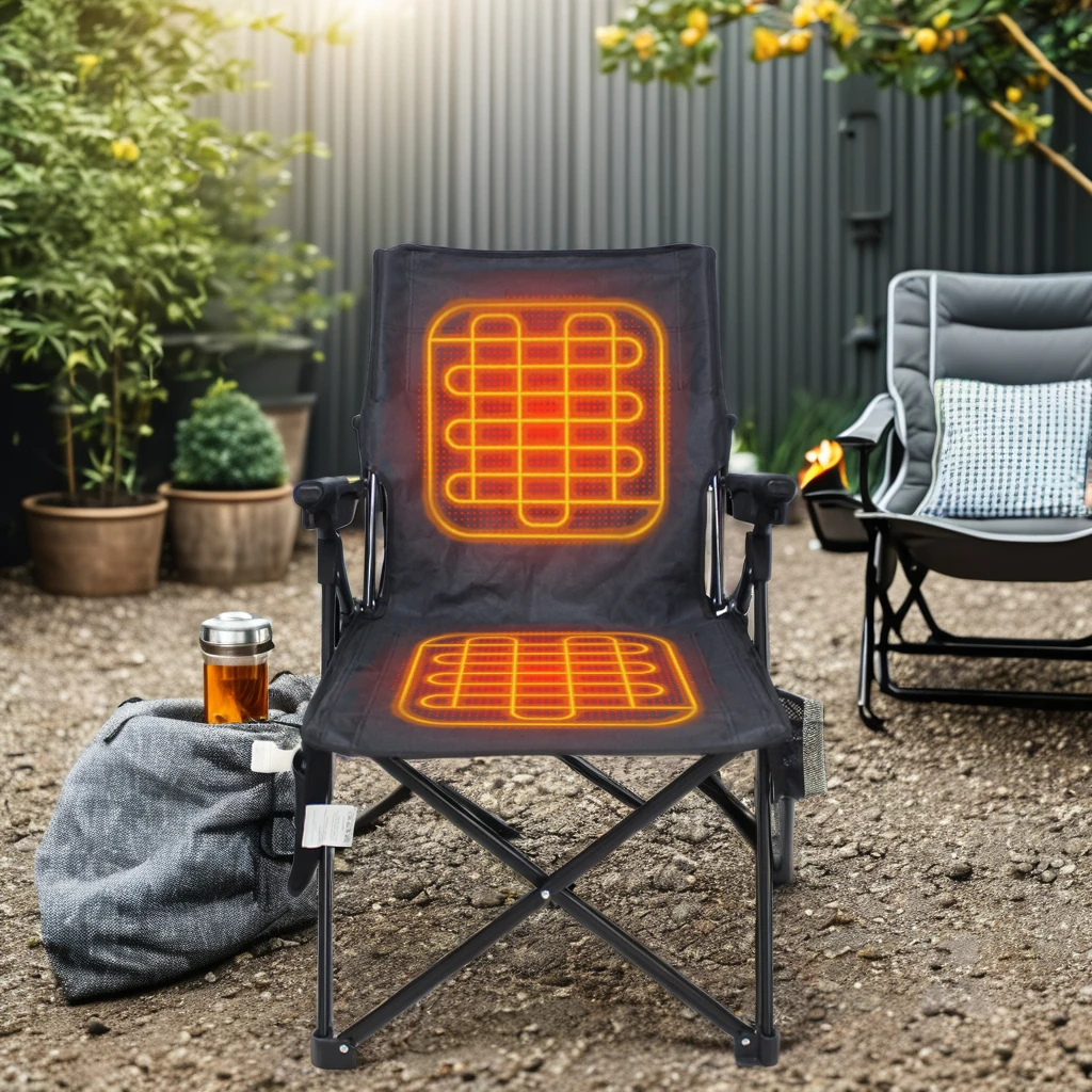 

Изготовленное на заказ сверхмощное складное кресло с подогревом для взрослых, кемпинга с подогревом и пляжным газоном, патио, уличные стулья с подогревом для кемпинга Foldi