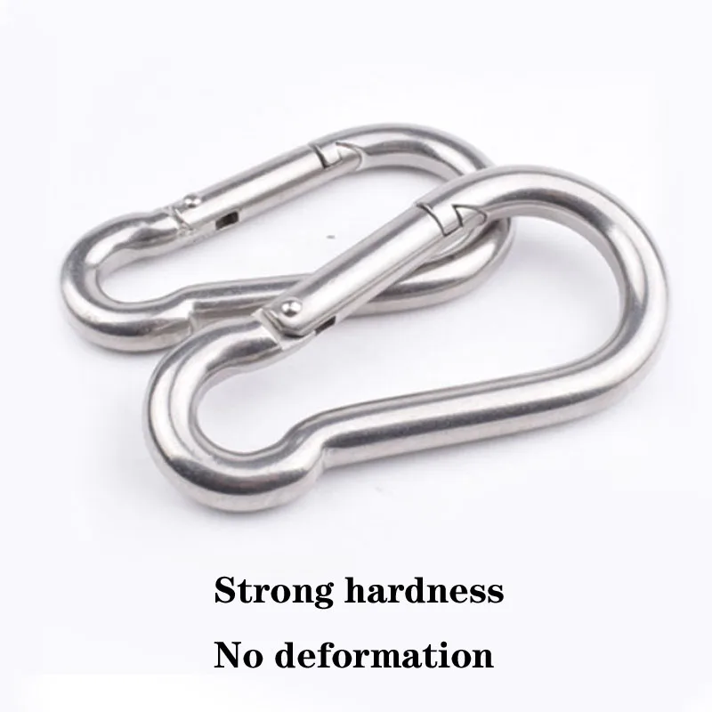 5pcs 304 Stainless Steel Spring Keychain Dog Buckle Carabiner Outdoor Camping Quick connect ring  Safety hooks M4M5M6M8M10