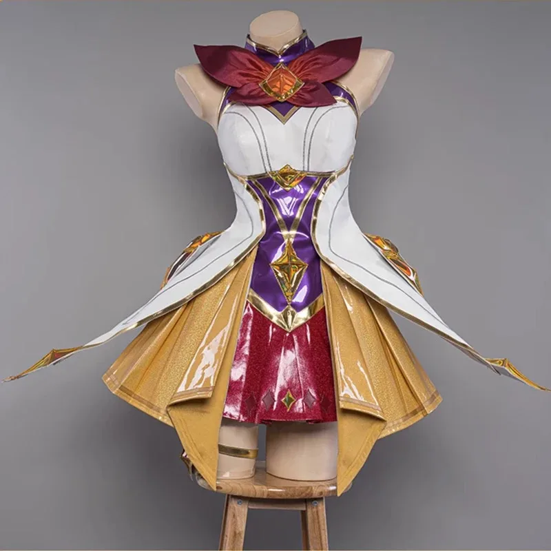 Game LOL Star Guardian Seraphine Cosplay Costume Wig Pink Purple Hair Women Halloween Party Outfits Shoes Seraphine Microphone