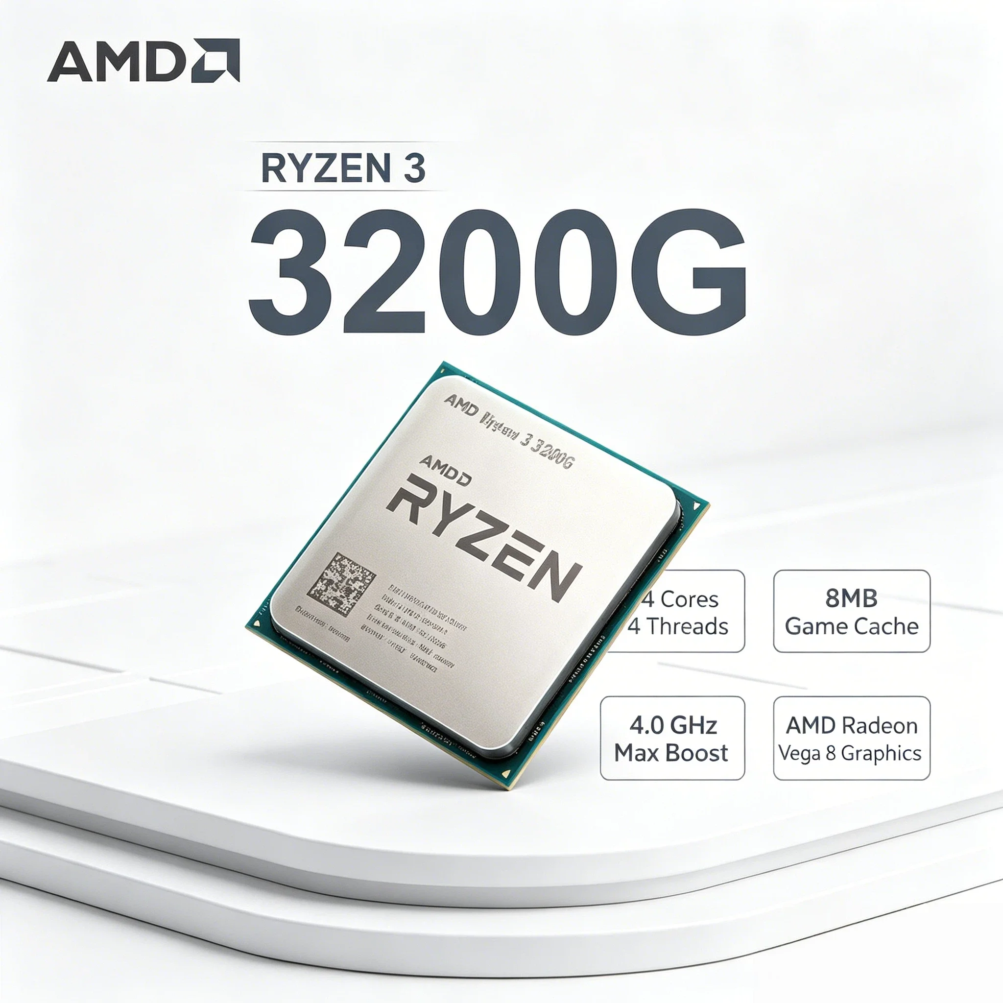 

AMD Ryzen 3 3200G R3 3200G 3.6GHz Quad Core 4 Thread 65W AM4 CPU with Radeon Vega 8 Graphics Desktop Processor Pro Max Ultra