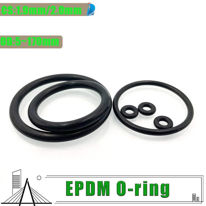 EPDM Sealing O-Ring CS1.9/2.0mm, High and Low Temperature Resistance, Strong Acid and Alkali Resistance, High-Quality O-Ring