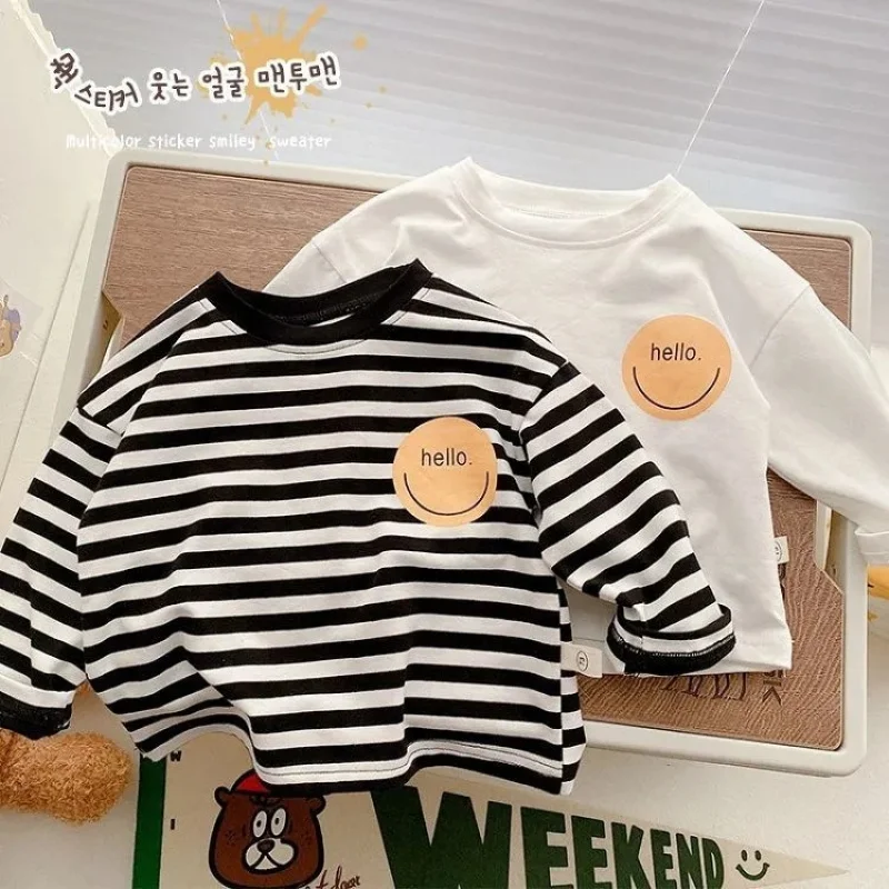 

2025 New Baby Kids Cotton Bottoming Shirt for Children's Autumn Clothing Long-sleeve Boys Girls Striped T-Shirt Tops