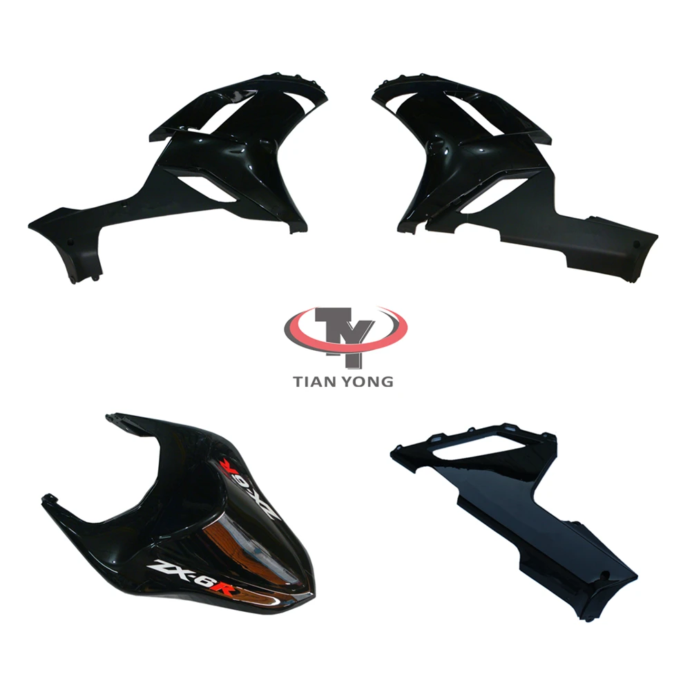 

Bright matte black Motorcycle For ZX6R 2007 2008 ZX 6R 636 Bodywork Fairing Pack left right tail behind Side panel Injection