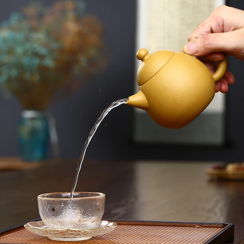 250ML Small Capacity Real Handmade Yixing Kettle Raw Ore Duan Mud Clay Teapot Golden Teaware Kun Fu Zisha Tea Pot