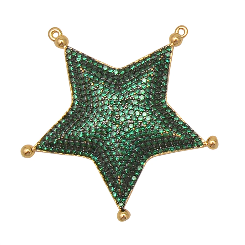 Color Star Connectors Pave Zircon Jewelry Accessories Diy Necklaces Chains Bracelets Making Supplies Double Hooks Clasp Pendant