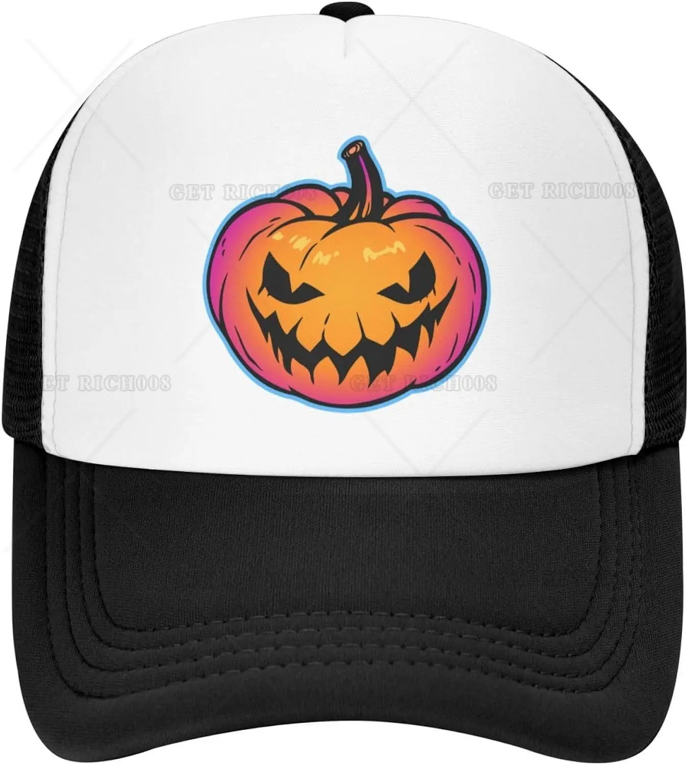 Halloween Pumpkin Trucker Hats for Men Women Classic Adjustable Mesh Baseball Cap Snapback Hat Black Four Seasons Casual