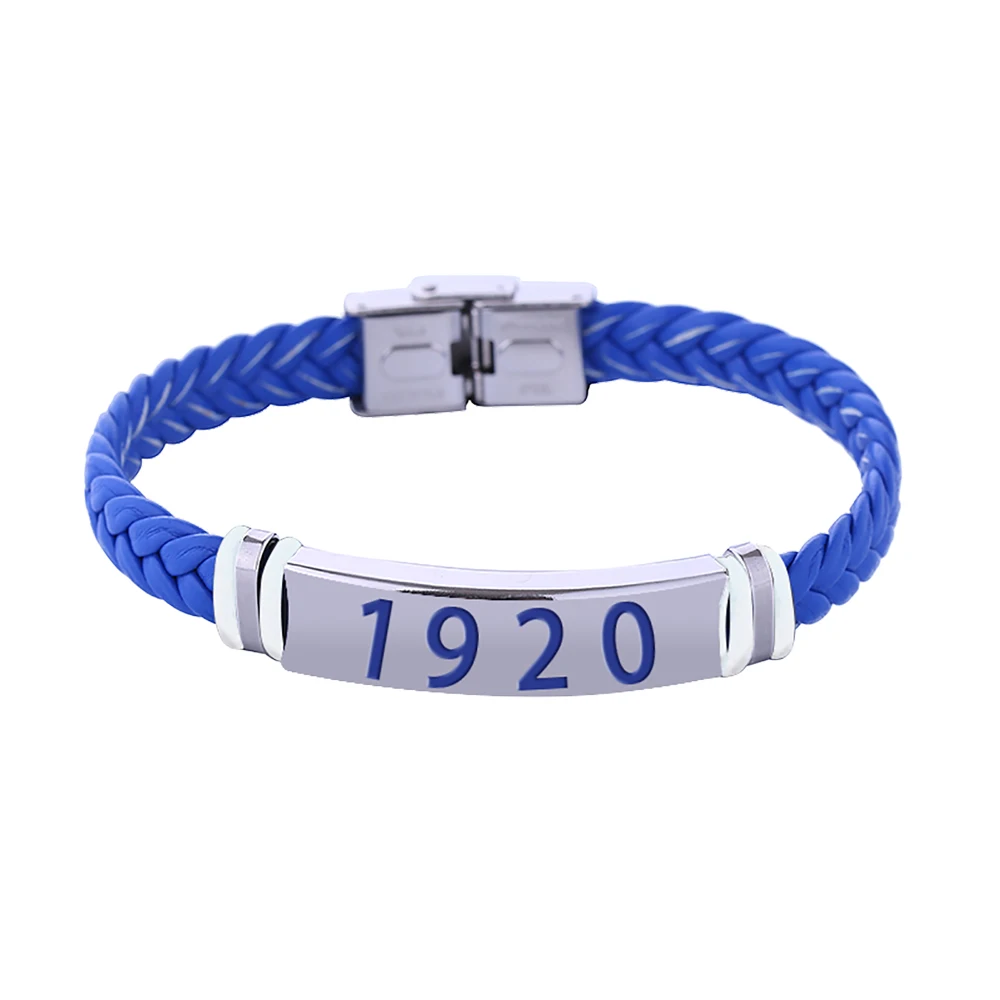 Pulsera de cuero azul de acero inoxidable 1920 para mujer, joyería fina, ZPB Soror ZETA