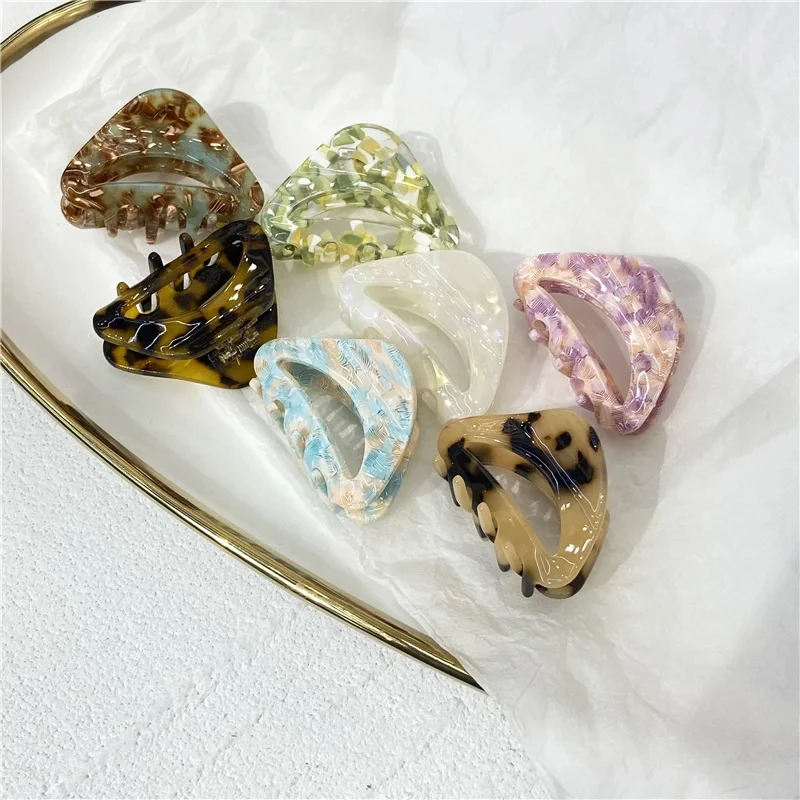 New Small Size Acetate Hair Claw Clip Hair Clamps Grab Colorful Hollowed Geometric Bath Shark Clip Korean Women Hair Accessories
