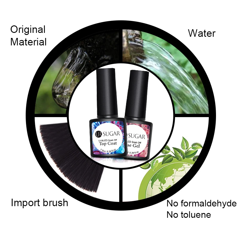 UR SUGAR 7.5ml Base Gel and Top Coat Nail Polish UV Gel Varnish Nail Gel Polish DIY Nail Art Design Manicure Tool