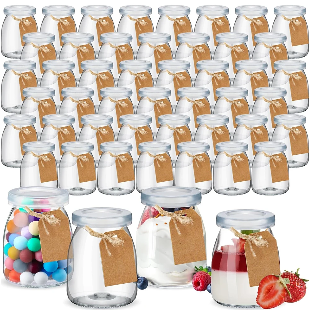 

10Pcs 4 oz Clear Yogurt Jars With PE Lids, Glass Pudding Jars Yogurt Jars Ideal for Jam, Honey, Wedding Favors, Shower Favors