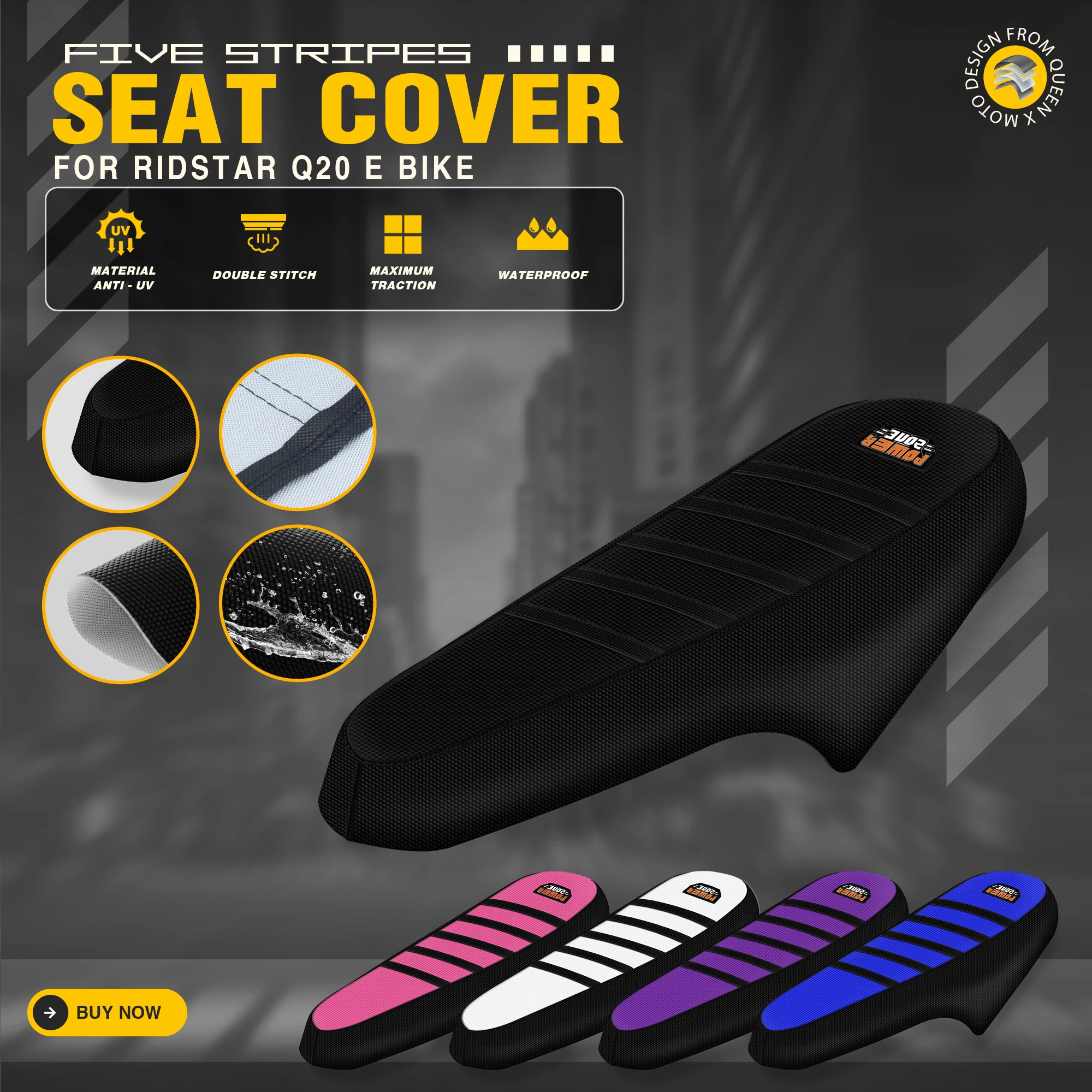Queen X Ribbed Electric Bike Covers For For Ridstar Q20 E Bike Off-Road Motocross Ebike Seat cushions