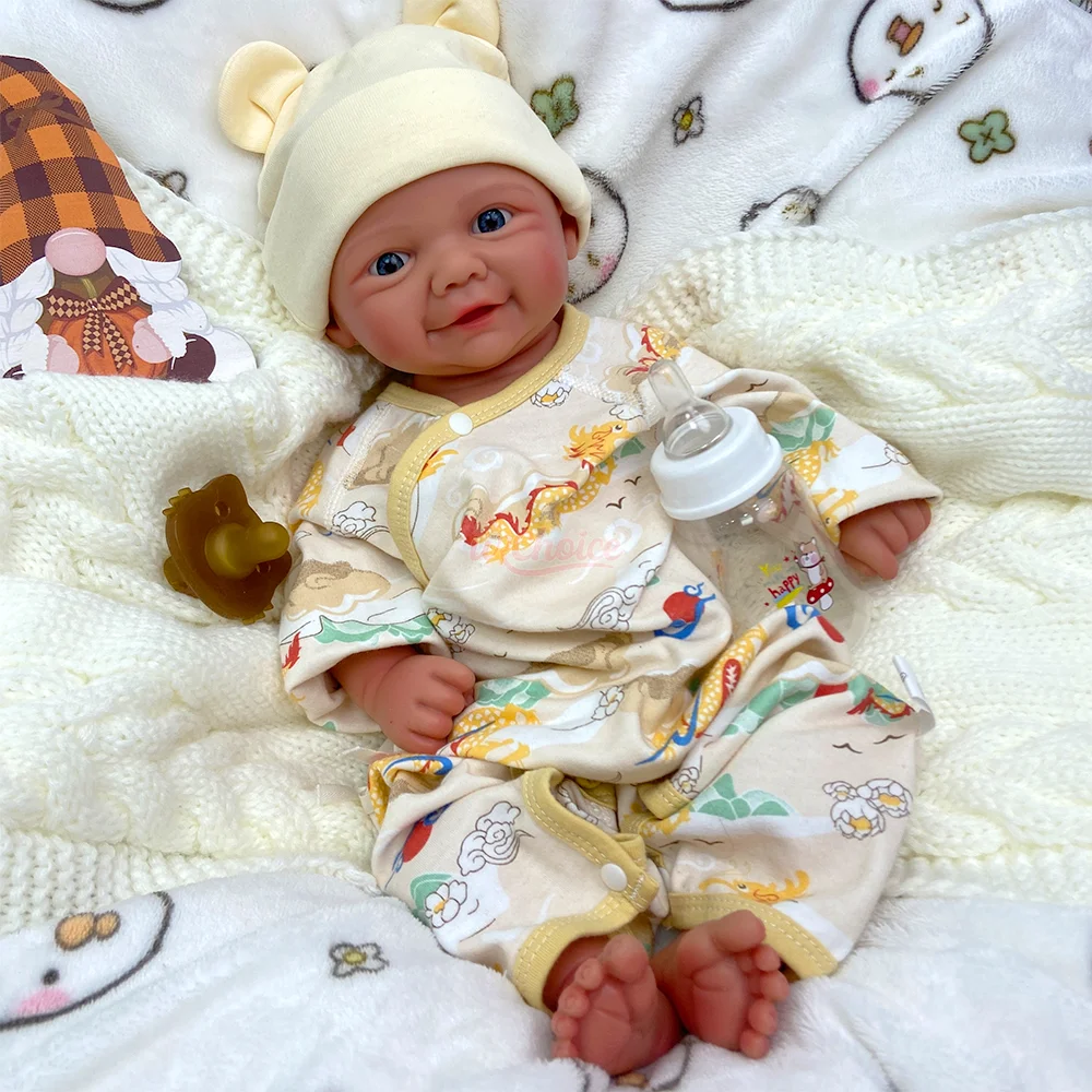 17" Full Silicone Reborn Baby Doll Adorable Smile Reborn Bebe Girl/Boy 3D Painted Skin Newborn Doll Collectible Limited Edition
